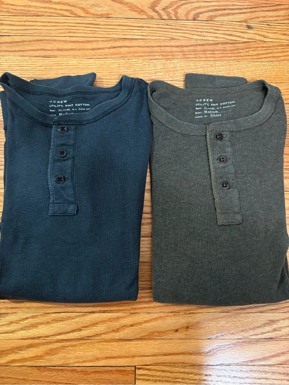 J. Crew Men’s LOT of 2 Lightweight Waffle Henley’s Medium